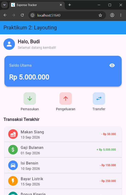 Output saat saldo diperlihatkan
