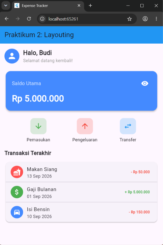 Output saat saldo diperlihatkan