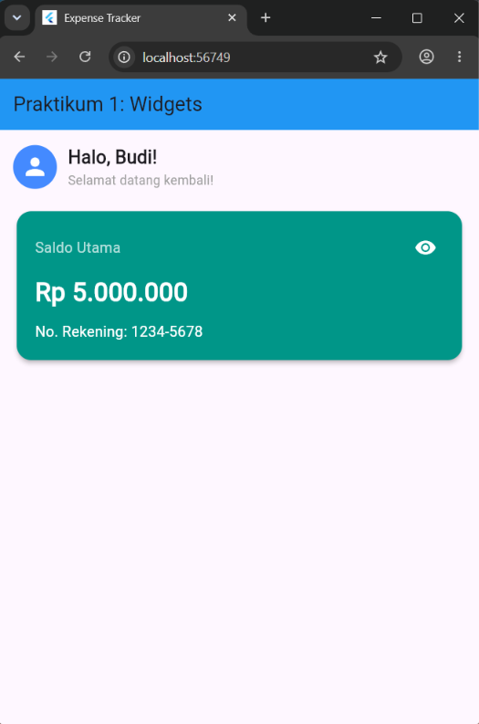 Output saat saldo diperlihatkan