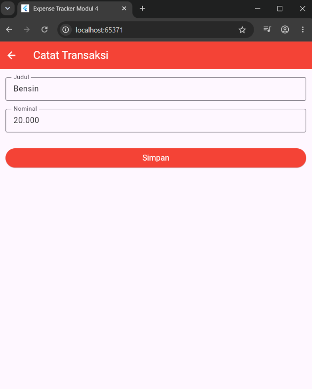 Tampilan Tambah Transaksi